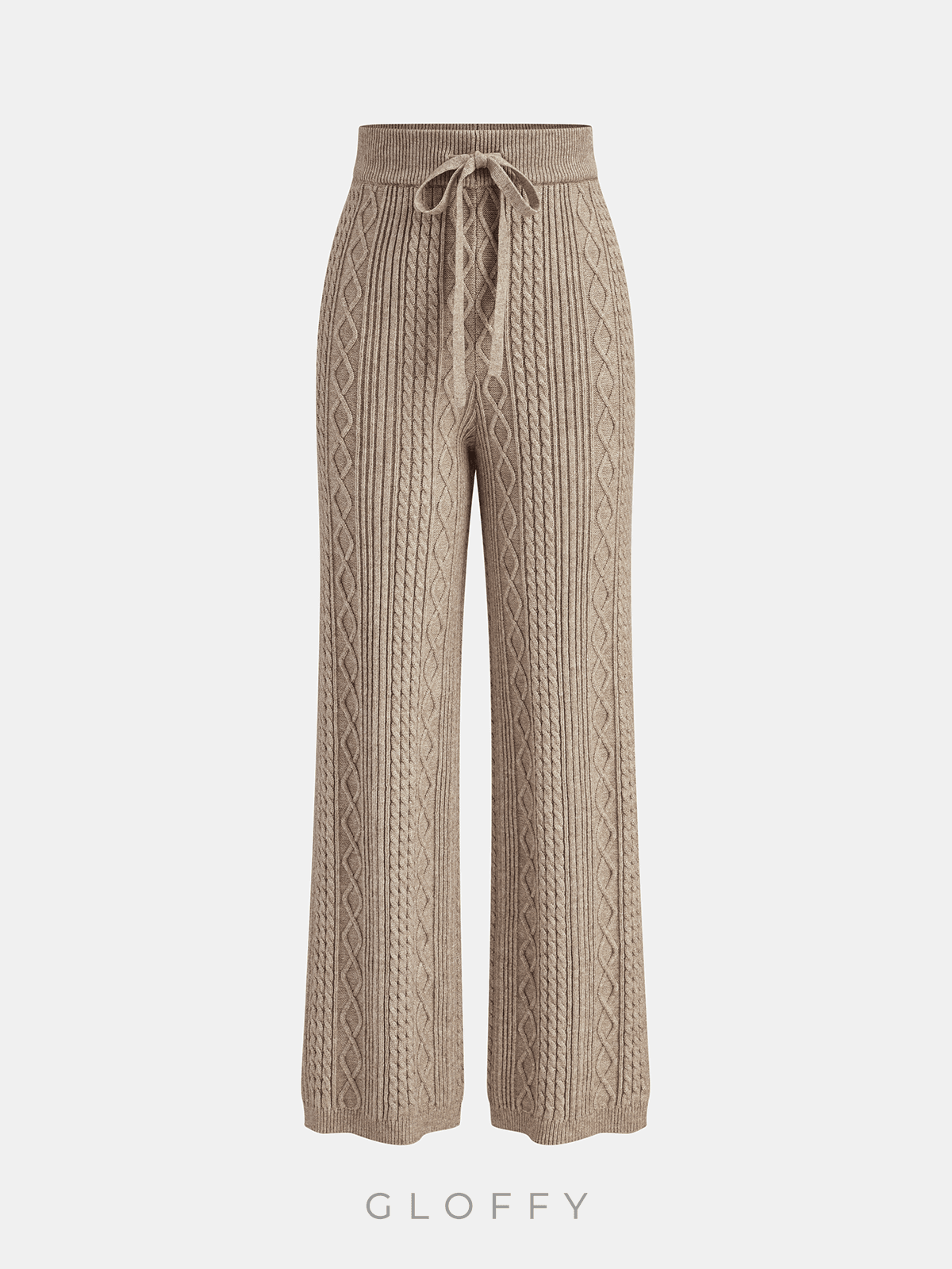 Orta Bel Bağcıklı Dikişli Kablo Örgü Pantolon