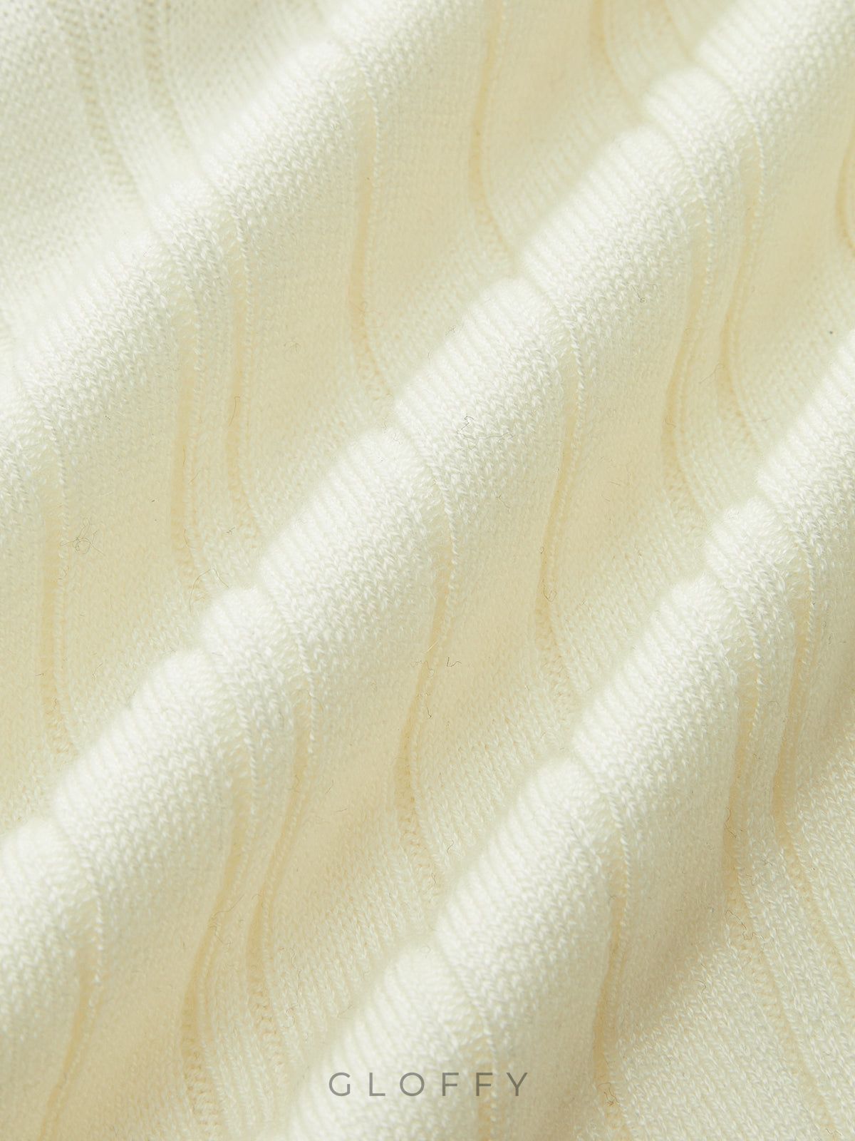 Düğmeli Polo Yaka Fitilli Triko Kazak – Ekru