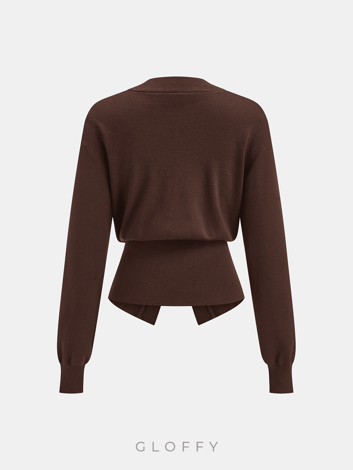 V Yaka Düğmeli İnce Triko Hırka – Kahve