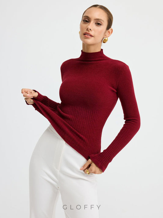 Slim Fit Yarım Balıkçı Yaka Ribana Kazak
