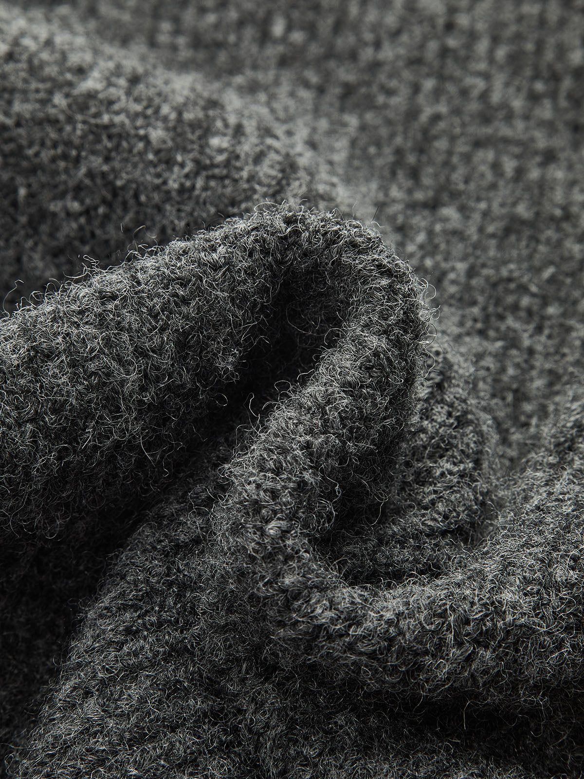 Yün Karışımlı Kıvırcık Midi Elbise