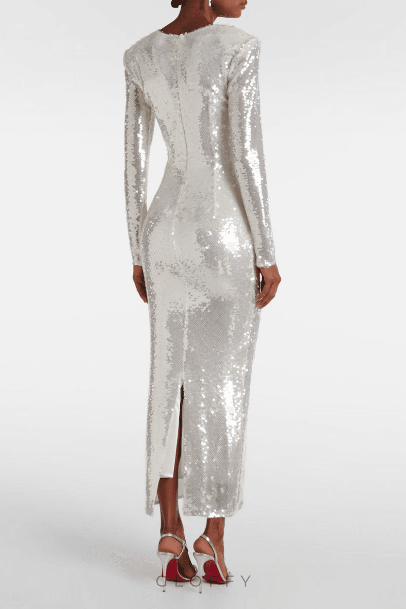 Bellamy Payetli Kesim Uzun Elbise