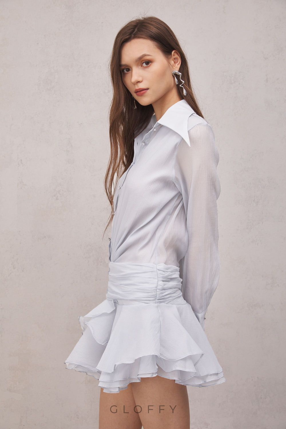 Brinley Pileli Volanlı Mini Elbise