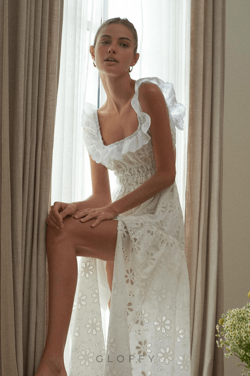 Charline Slit Backless Uzun Elbise