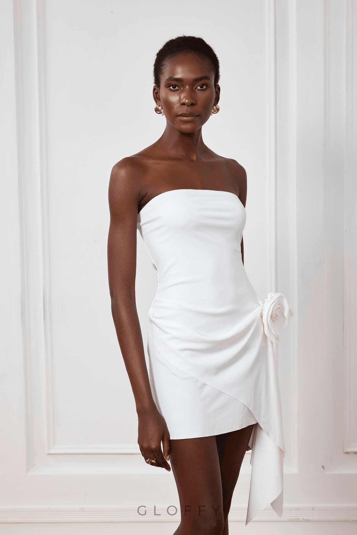 Emmeline Bodycon Off-Shoulder Çiçek Desenli Mini Elbise