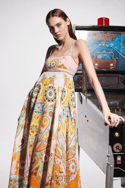 Estelle Spagetti Paisley Patchwork Maxi Elbise
