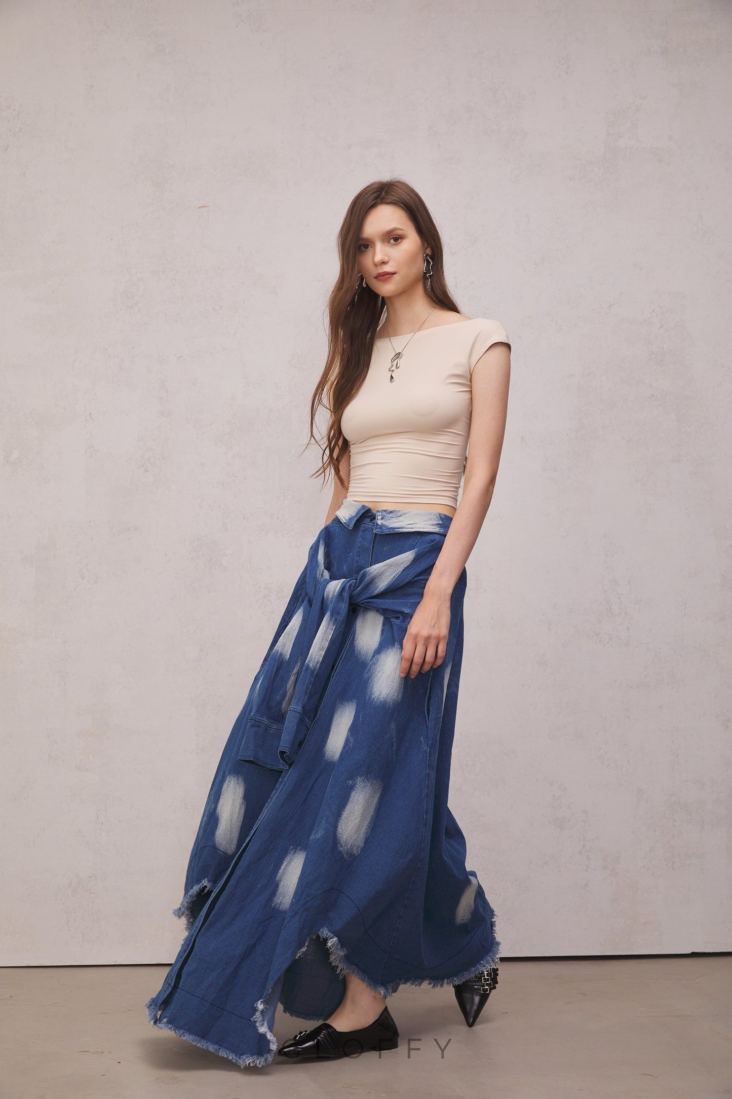 Lara Tie-Dye Bağcıklı Maxi Etek