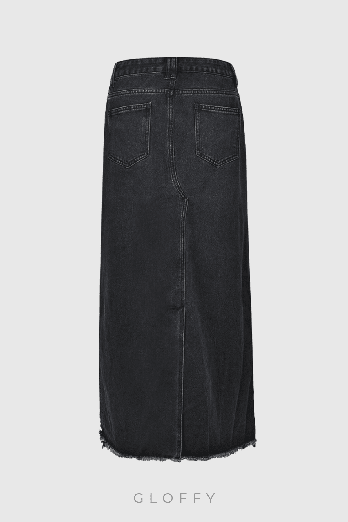Melany Püsküllü Yüksek Yırtmaçlı Denim Maxi Etek