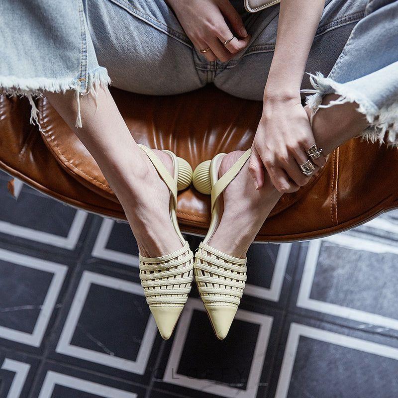 Aria Örgü Detaylı Slingback Topuklu Ayakkabı