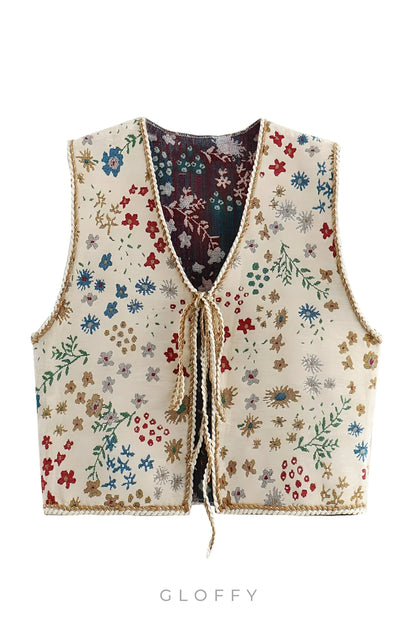 Flora Vintage İşlemeli Yelek