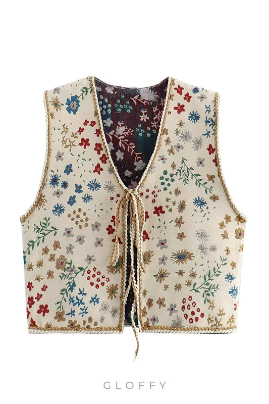 Flora Vintage İşlemeli Yelek