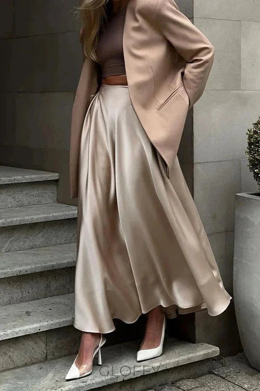 Aubrey Saten Midi Etek