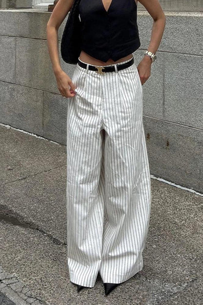Layla Çizgili Geniş Paça Pantolon