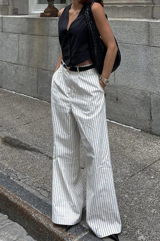 Layla Çizgili Geniş Paça Pantolon