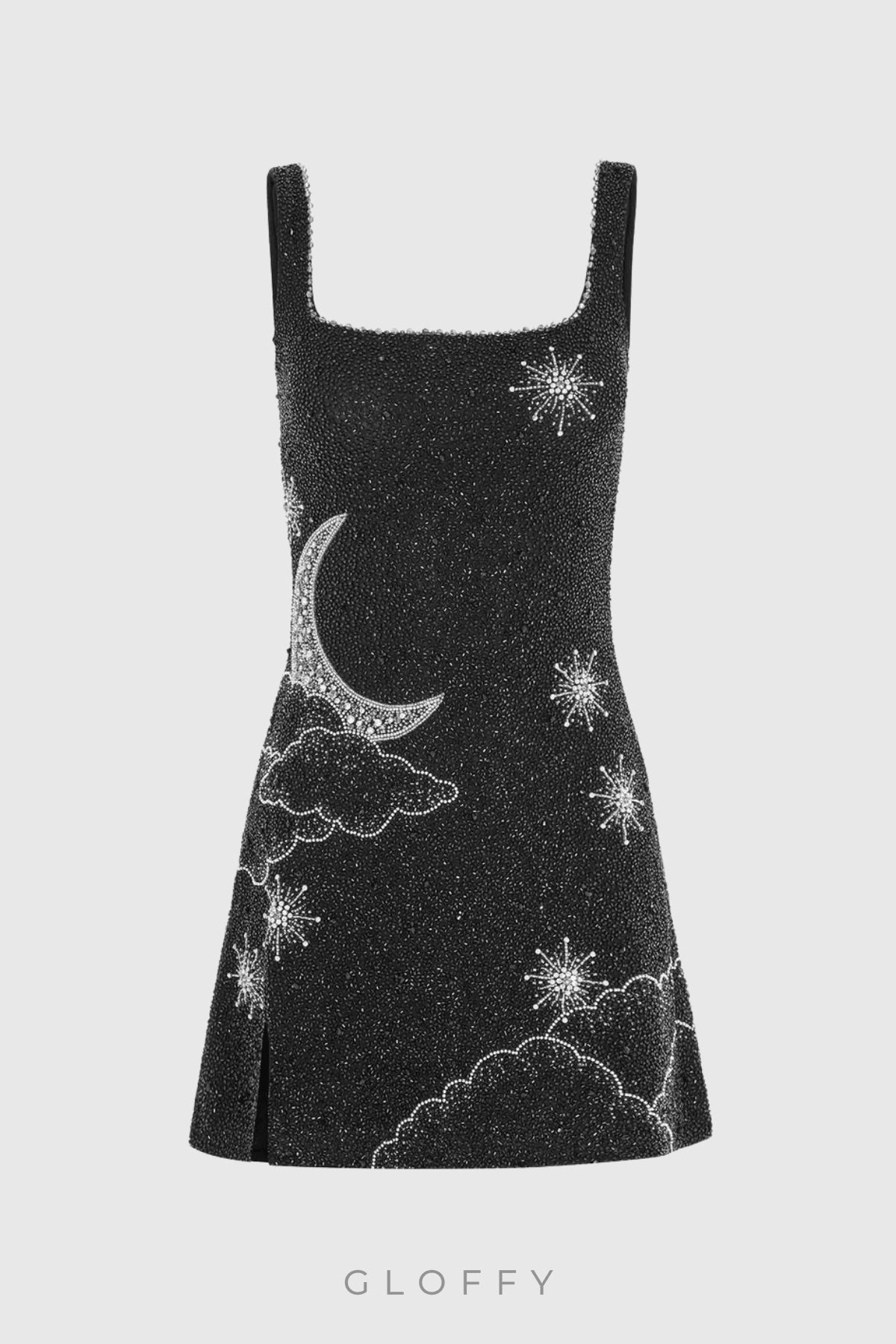 Sylvia Strass Süslemeli Gökyüzü Mavi Mini Elbise