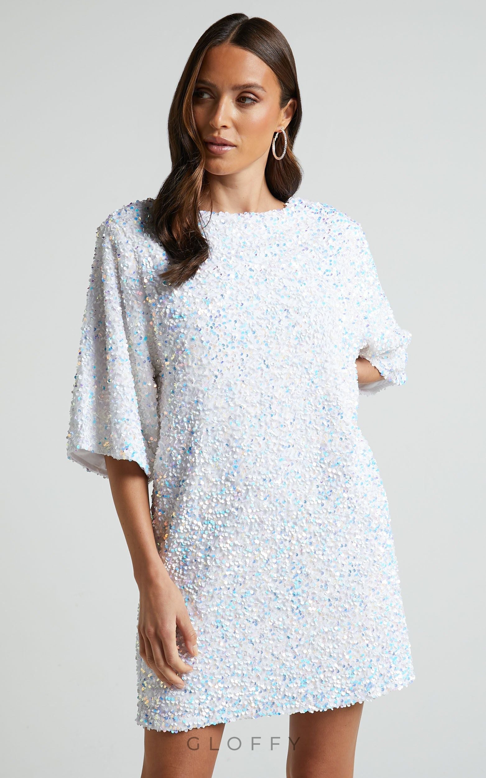 Alma Payet Detaylı Açık Sırt Mini Elbise