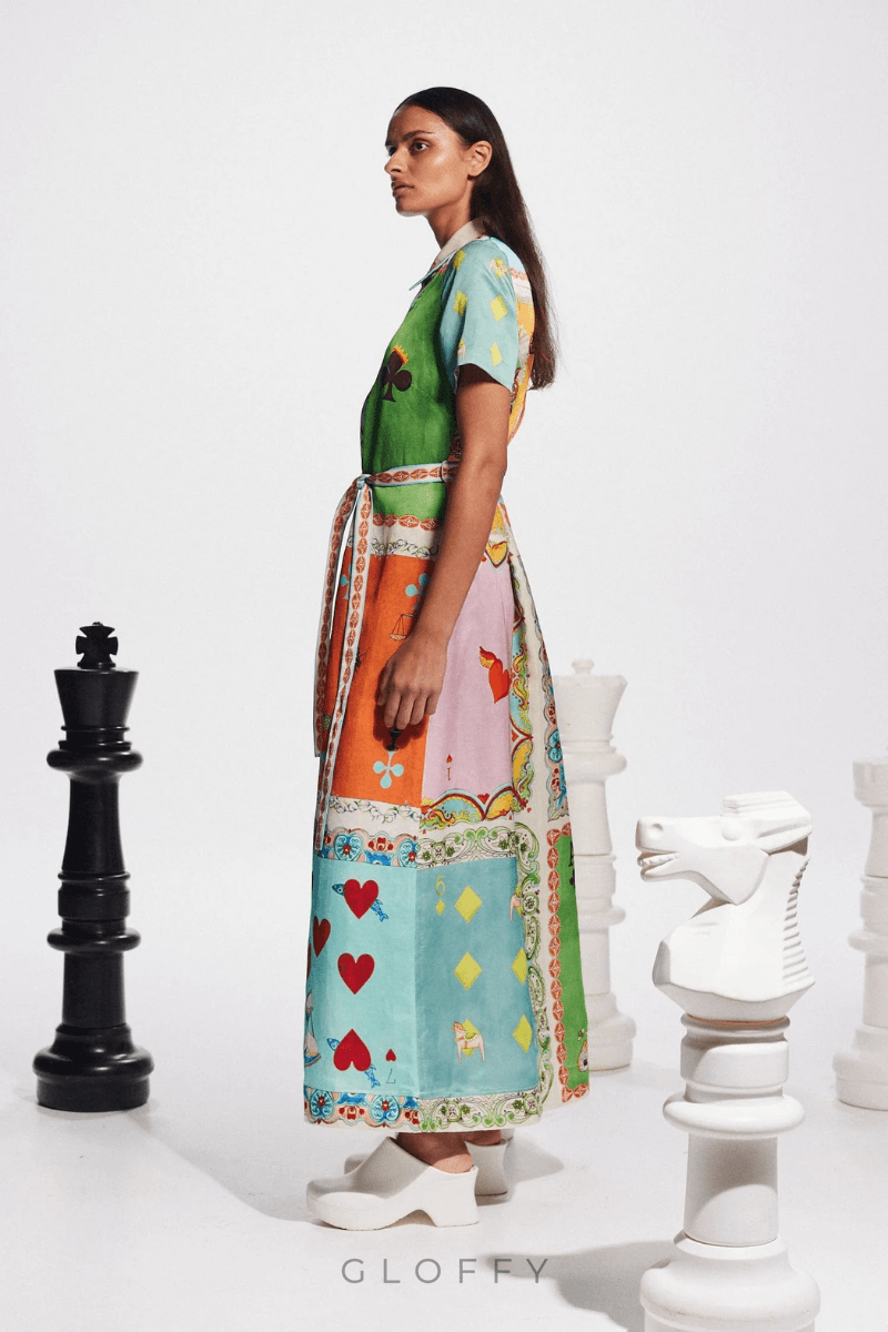 Vivienne Kısa Kollu Baskılı Maxi Elbise