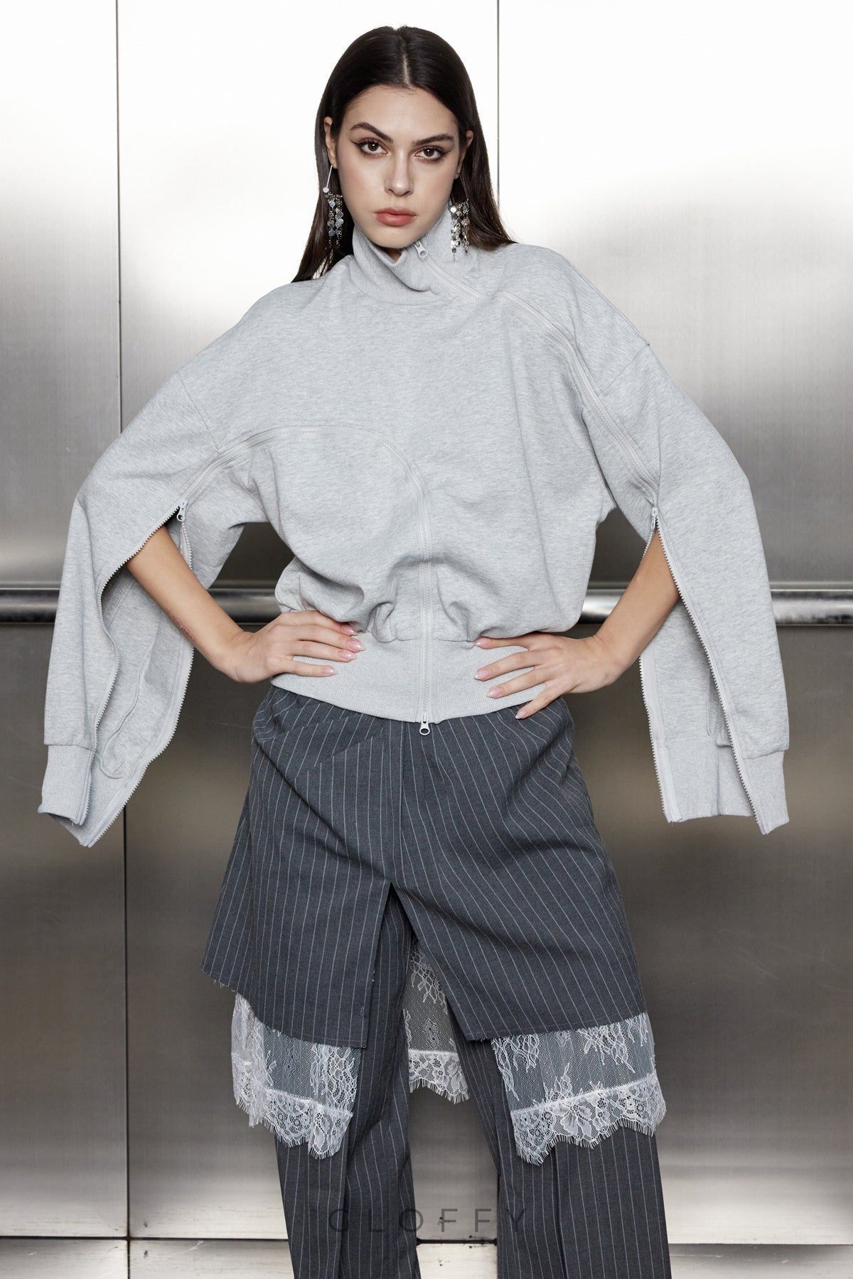 Waverley Asimetrik Fermuarlı Bluz