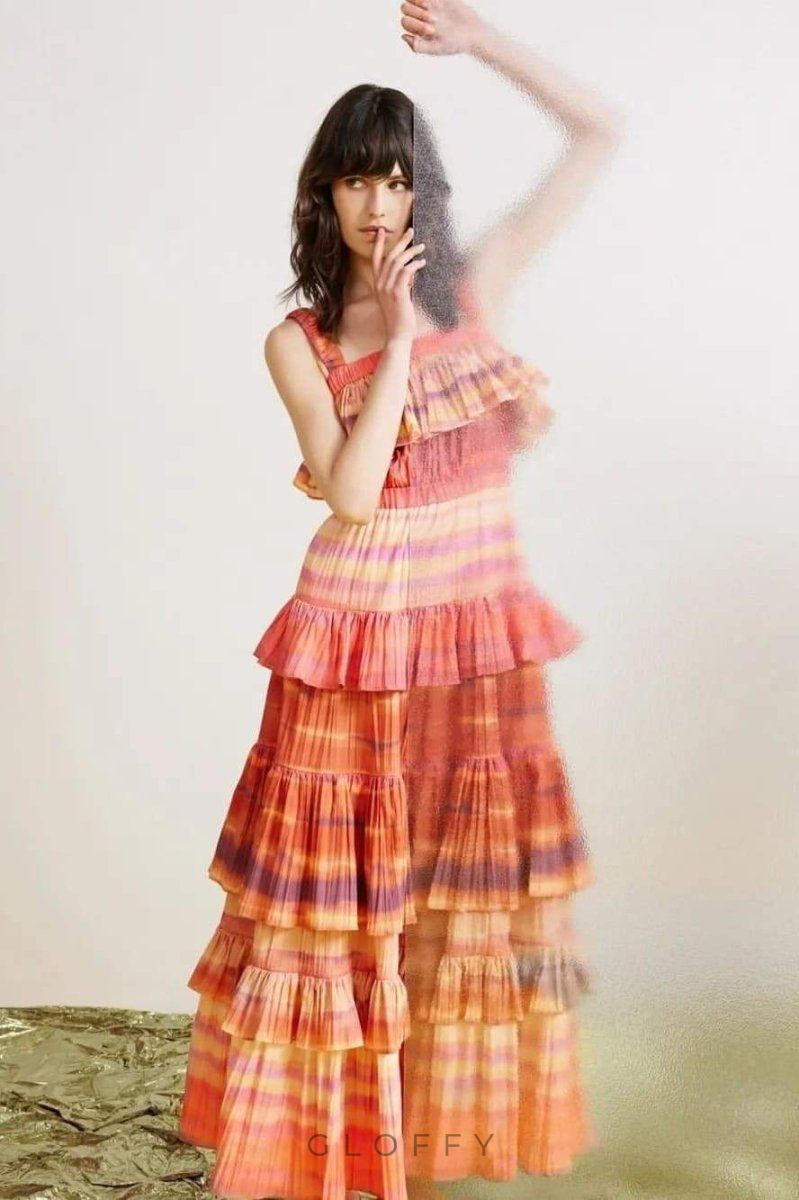 Bertina Katmanlı Uzun Elbise