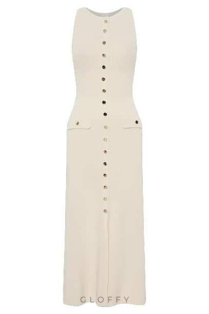 Claire Örgü Kolsuz Uzun Elbise