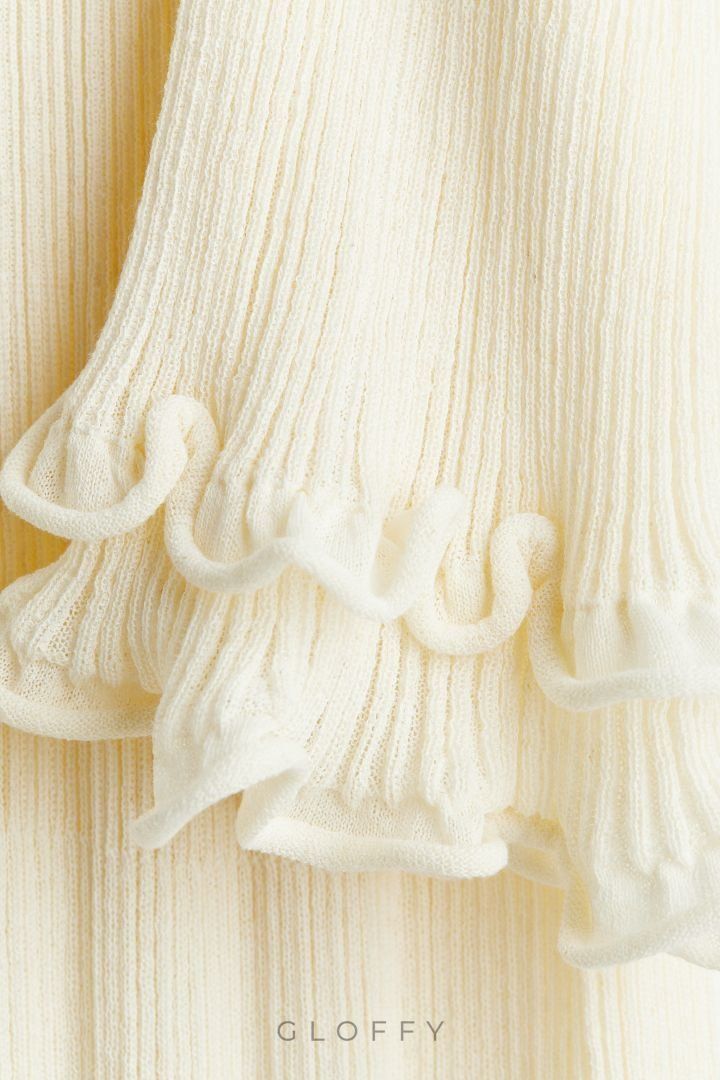 Clara Ruffle Uzun Kollu Örme Uzun Elbise