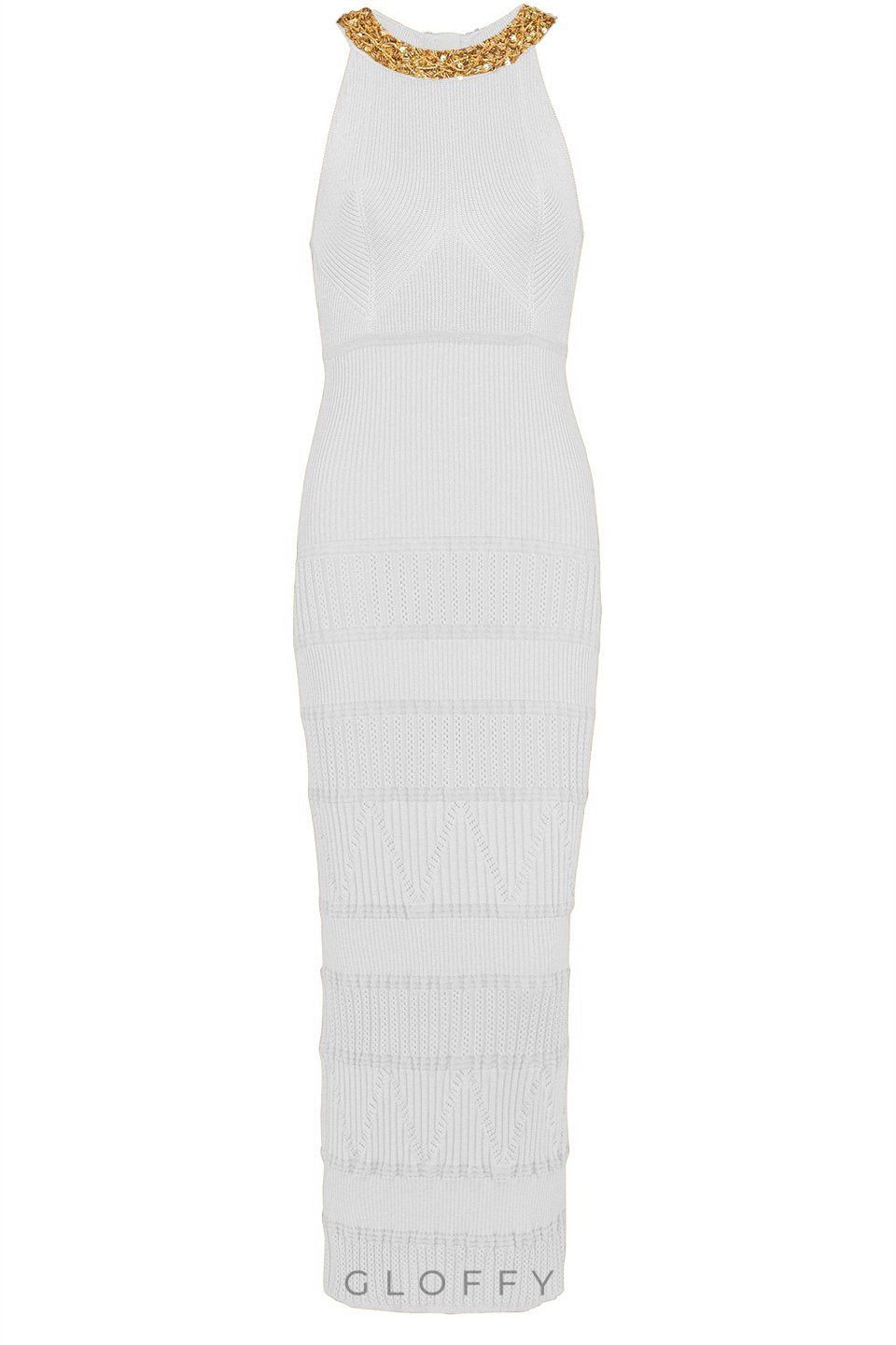 Donna İşlemeli Turtleneck Midi Örgü Elbise