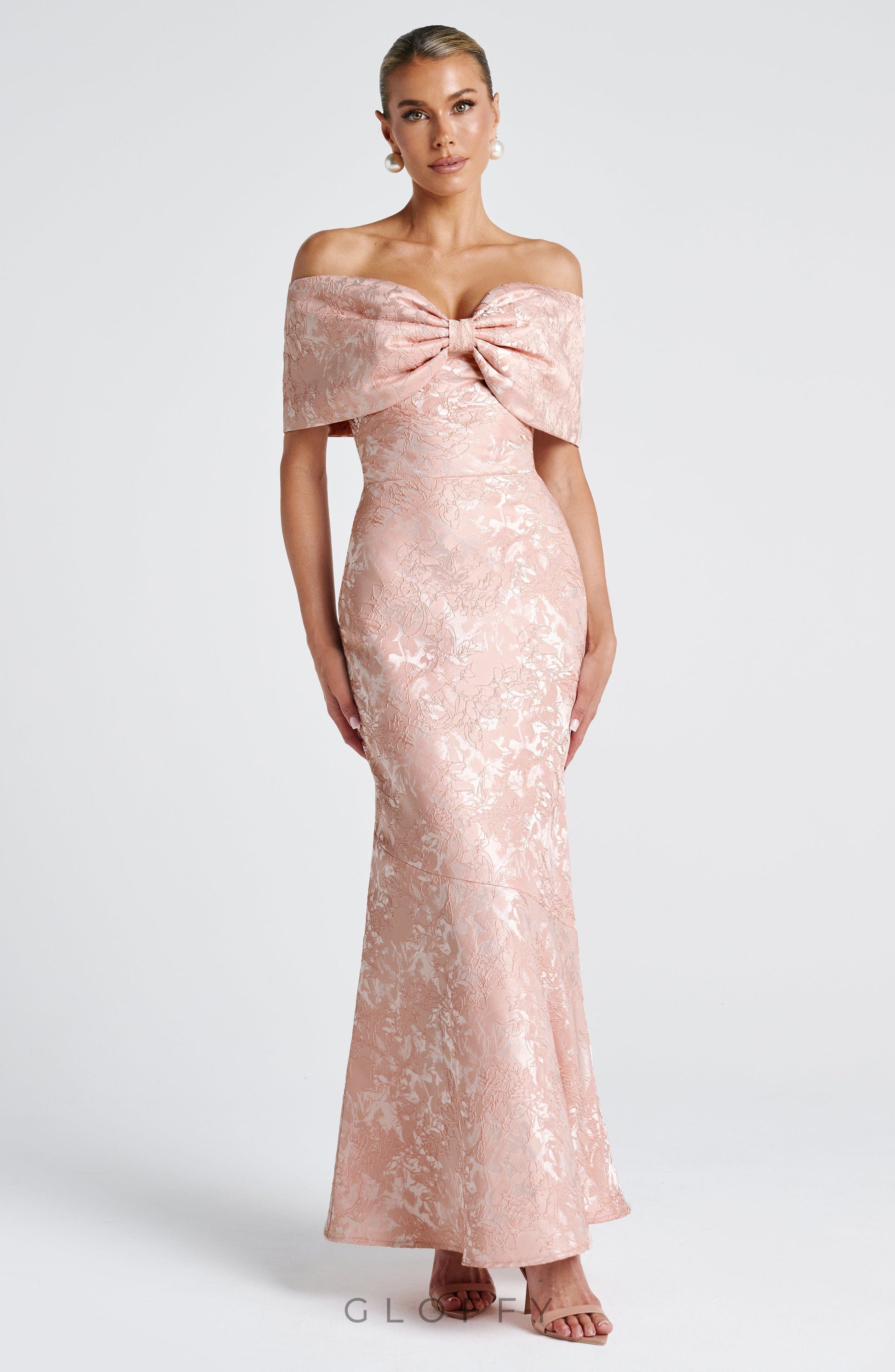 Elowen Toz Pembe Zarif Form Maxi Elbise