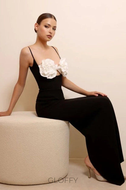 Emily Çiçek Detaylı Slip Maxi Elbise
