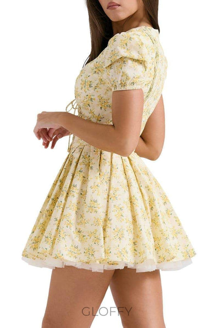 Emily Çiçekli Korse Mini Elbise