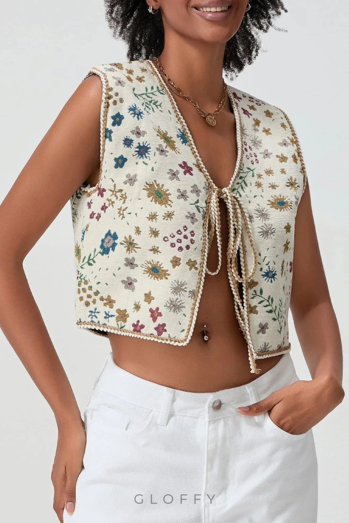 Flora Vintage İşlemeli Yelek