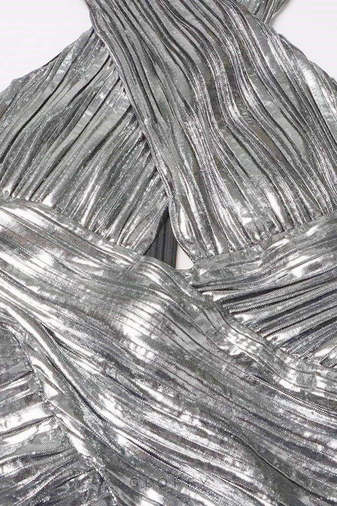 Heloise Metalik Çapraz Askılı Maxi Elbise