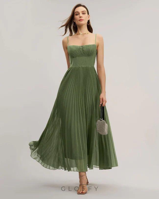 Seraphina Büstiyer Pileli Tül Midi Elbise