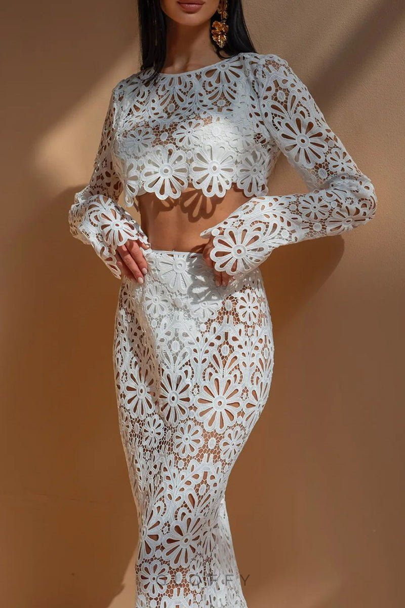 Lena Çiçekli Hollow Out Set