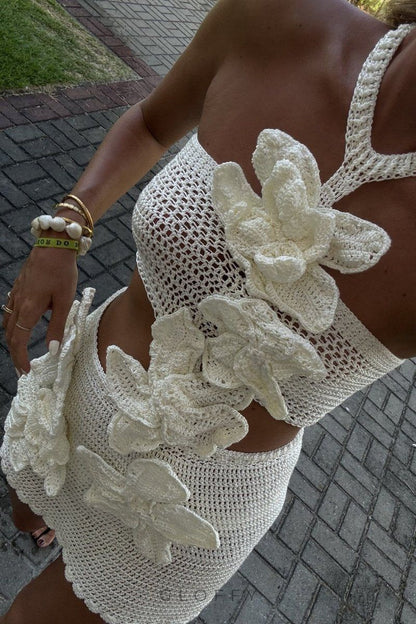 Martha Halter Örme Çiçekli Mini Elbise