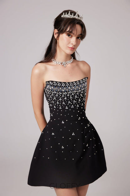 Bella Kristal Taşlı Mini Elbise