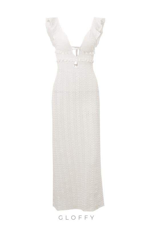 Muriel Ruffle Cut-out Örme Uzun Elbise