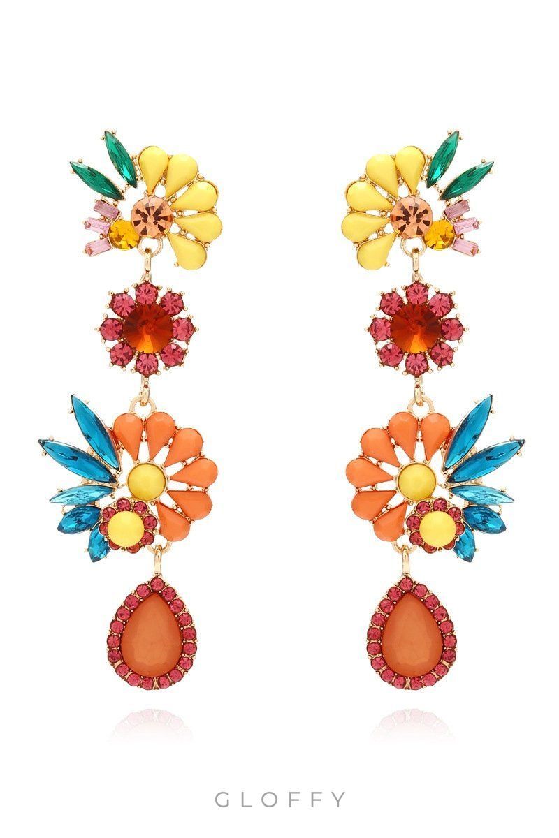 Neil Akrilik Çiçek Damla Küpeler